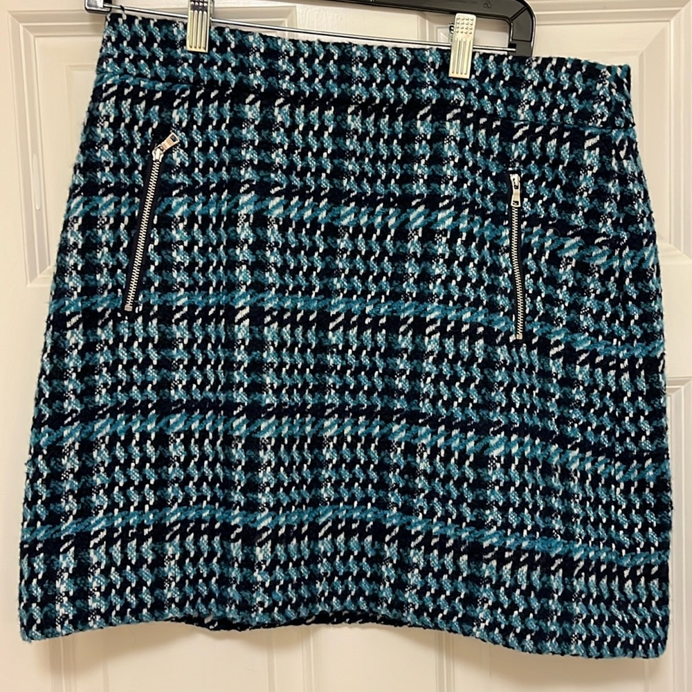 NWOT Plaid Tweed Skirt- Size 10